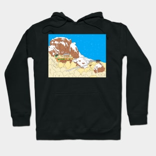 a snow-covered mountain temple, snowscape Hoodie